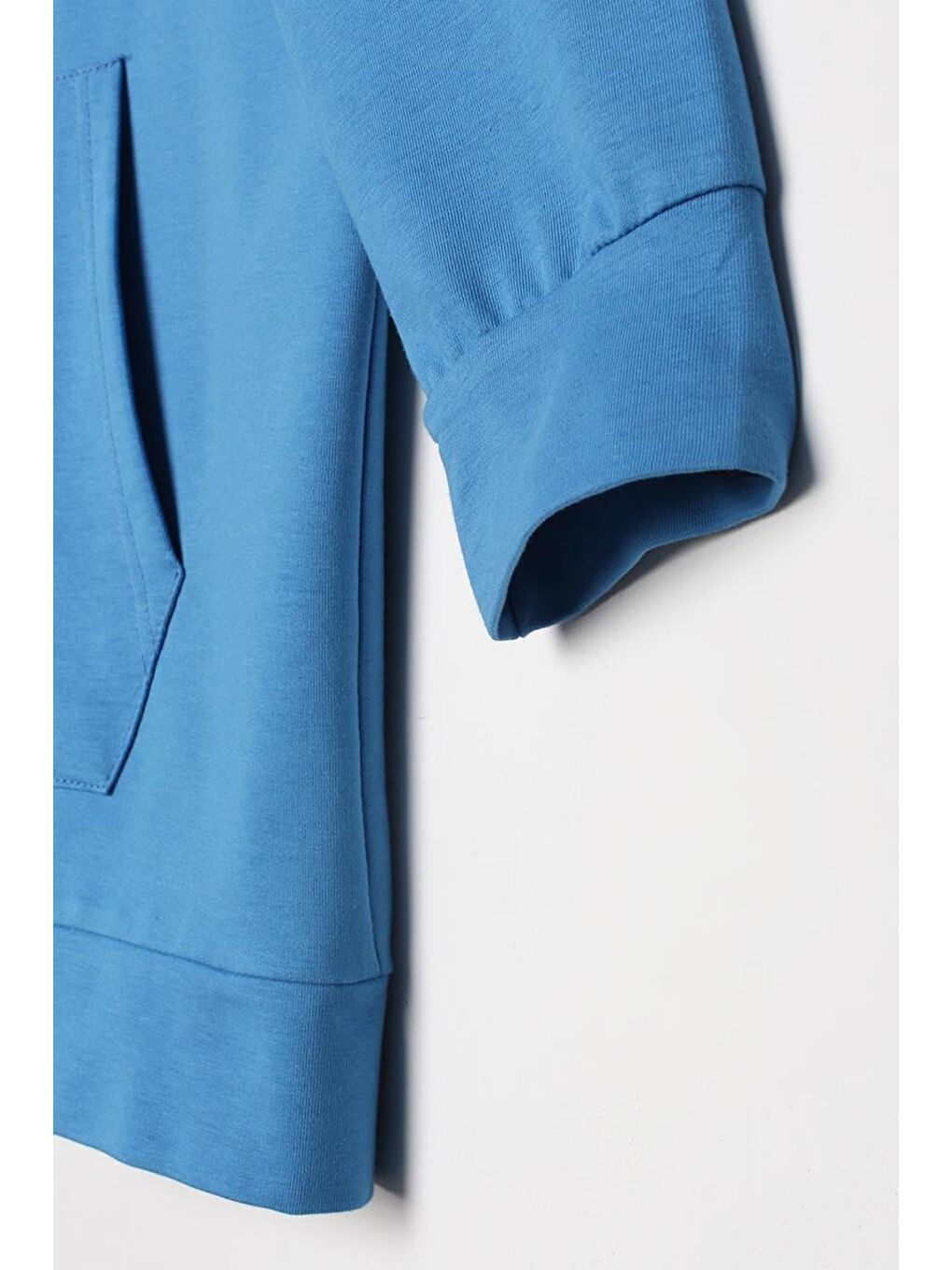 Mavi Kapüşonlu Fermuarlı Sweat-4