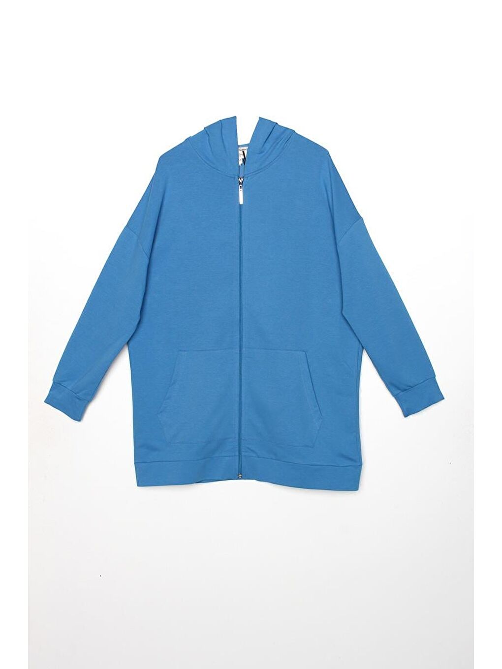 Mavi Kapüşonlu Fermuarlı Sweat-5