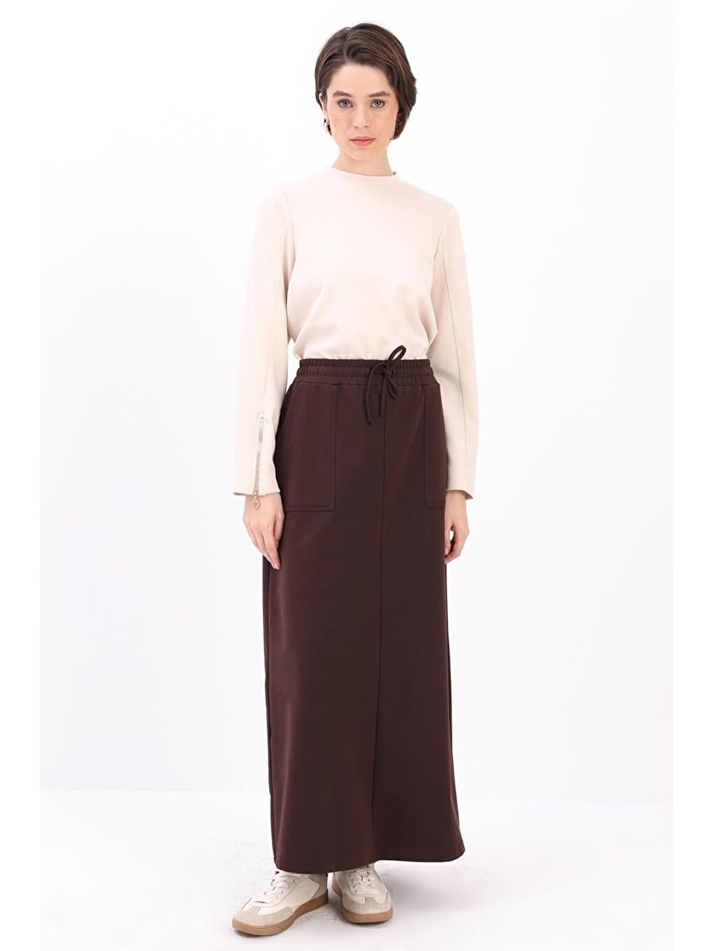 Kahverengi Kahve İki Cepli Etek-1