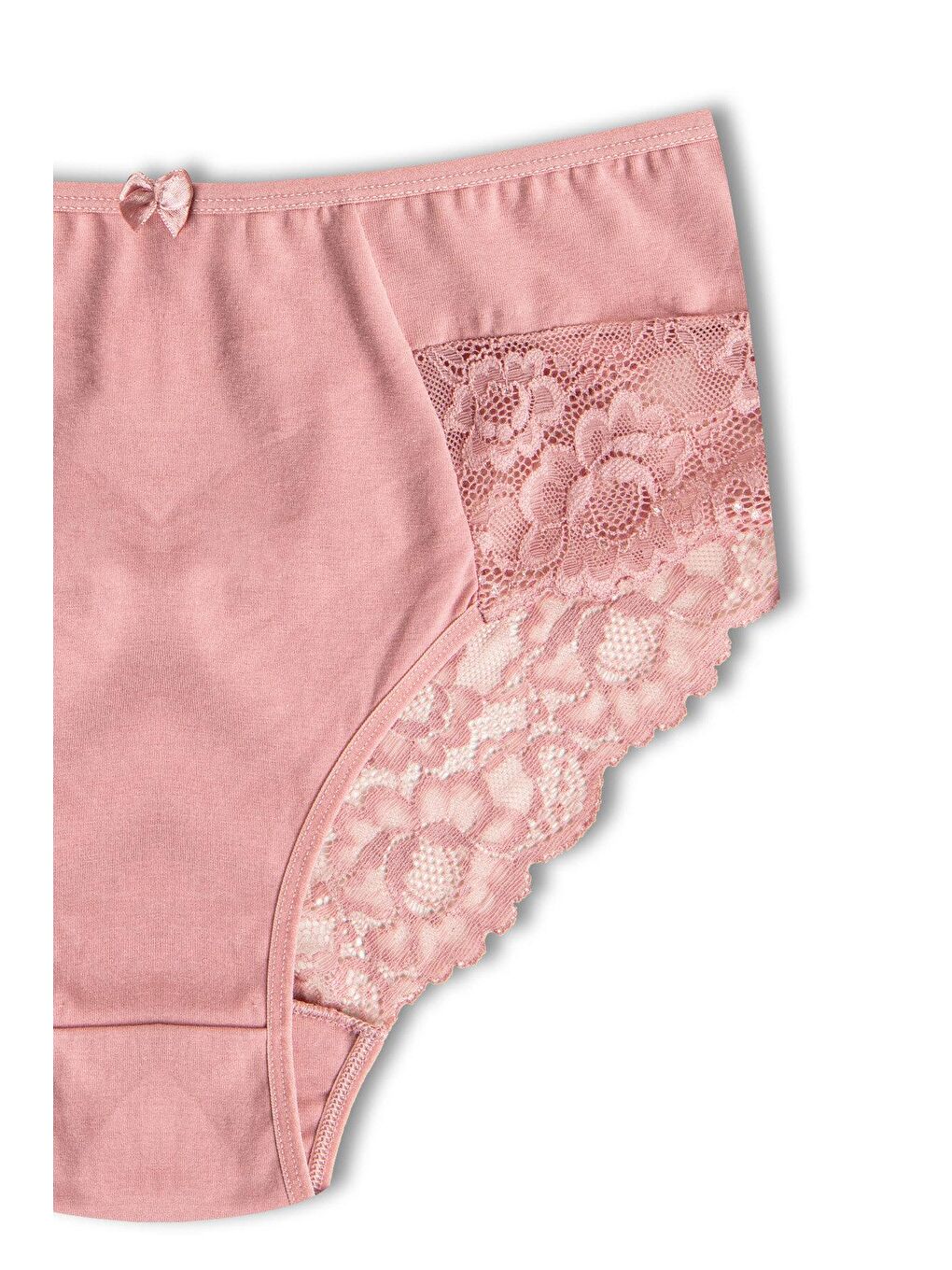 Karışık Pamuklu Yüksek Bel Büyük Beden Paçası Dantel Kadın Külot 10'lu-4