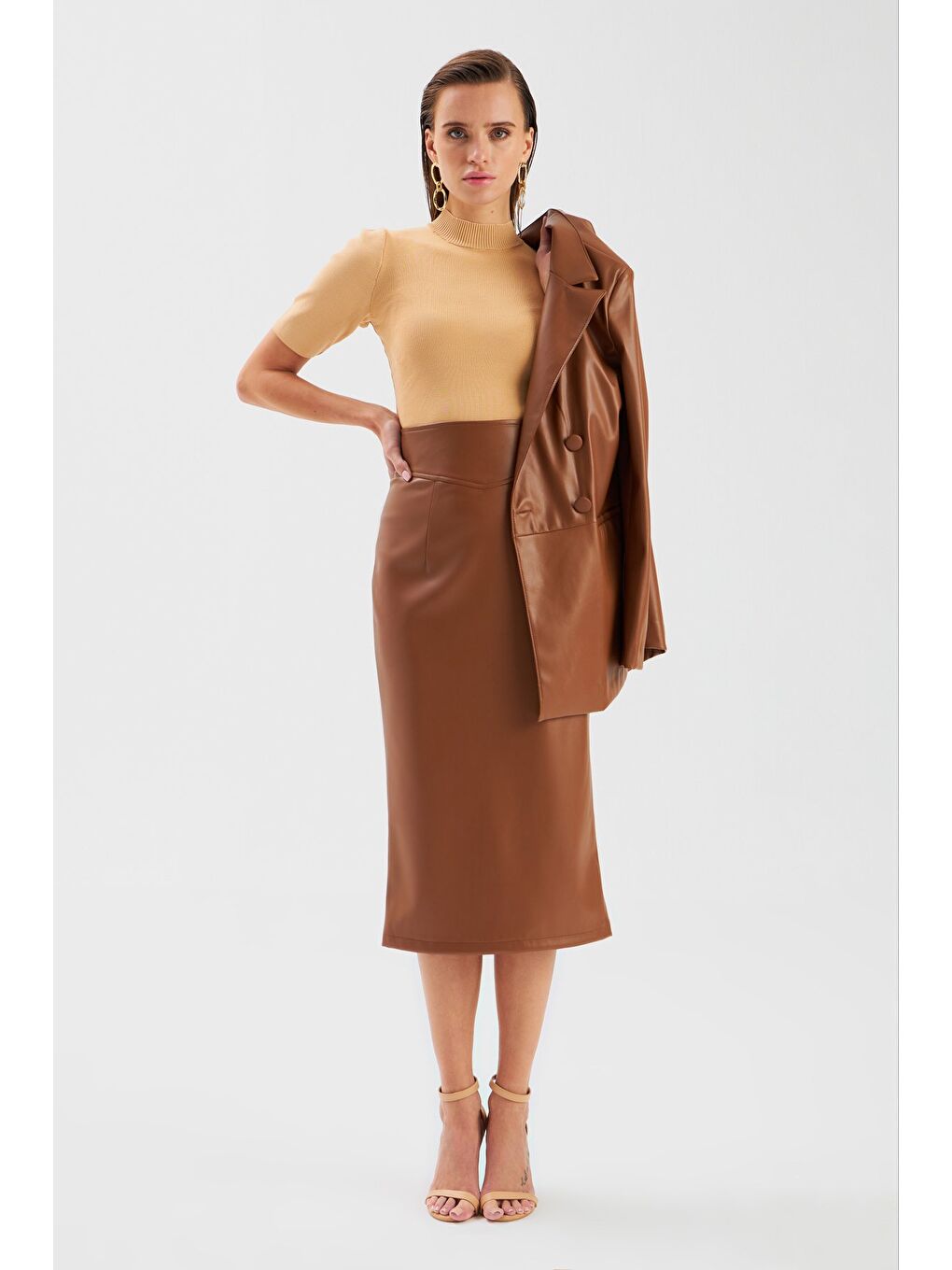 Kahverengi Deri Kalem Etek - Kahve-1