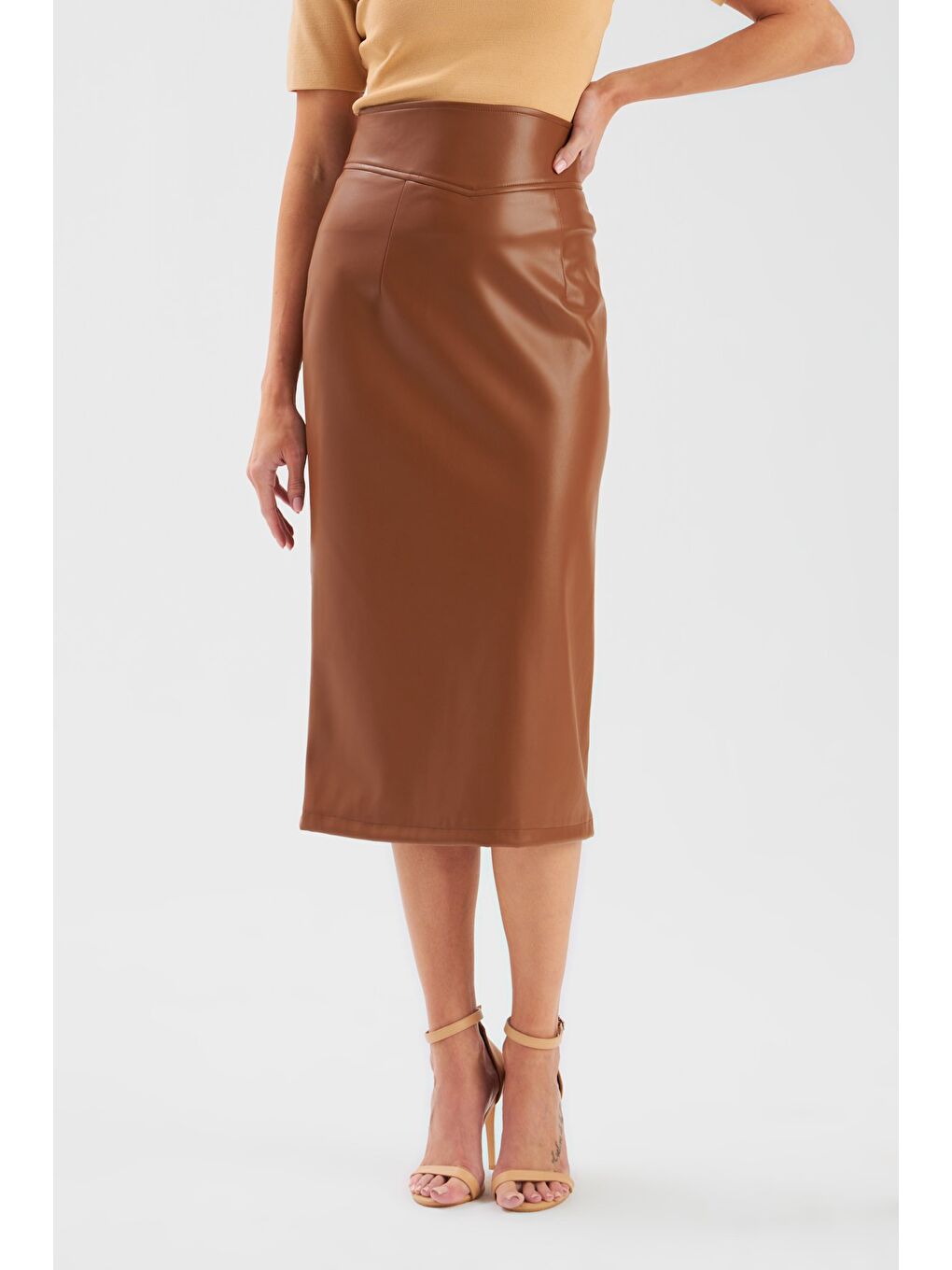 Kahverengi Deri Kalem Etek - Kahve-3