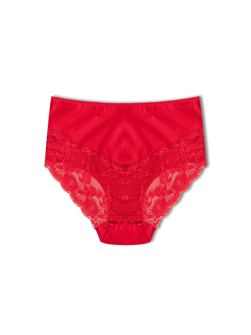 Karışık Pamuklu Yüksek Bel Büyük Beden Paçası Dantel Kadın Külot 5'li-3