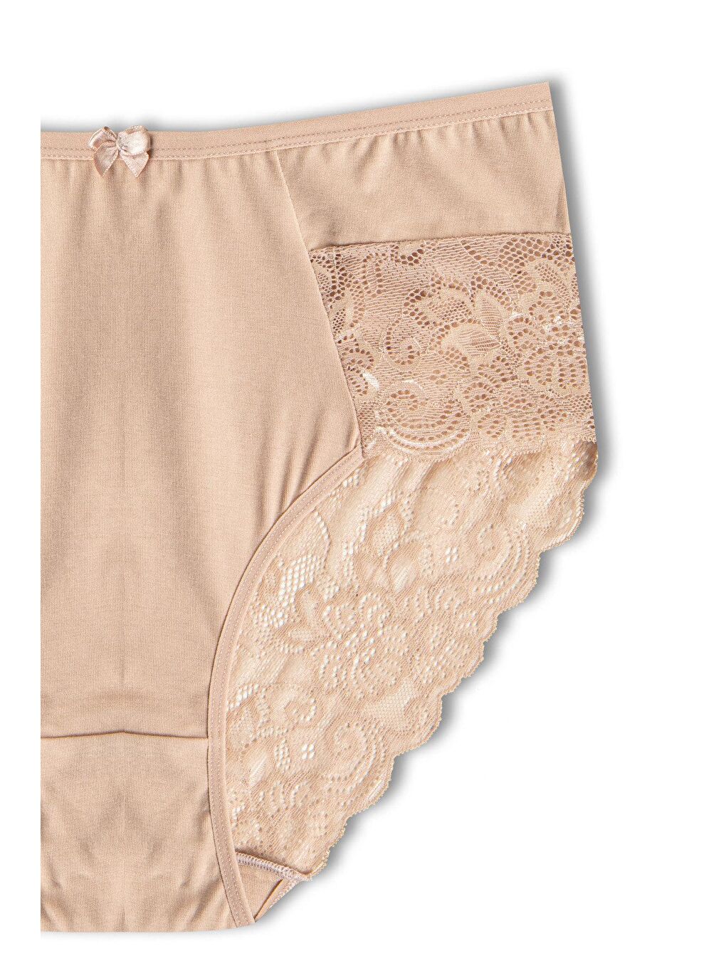 Karışık Pamuklu Yüksek Bel Büyük Beden Paçası Dantel Kadın Külot 3'lü-4