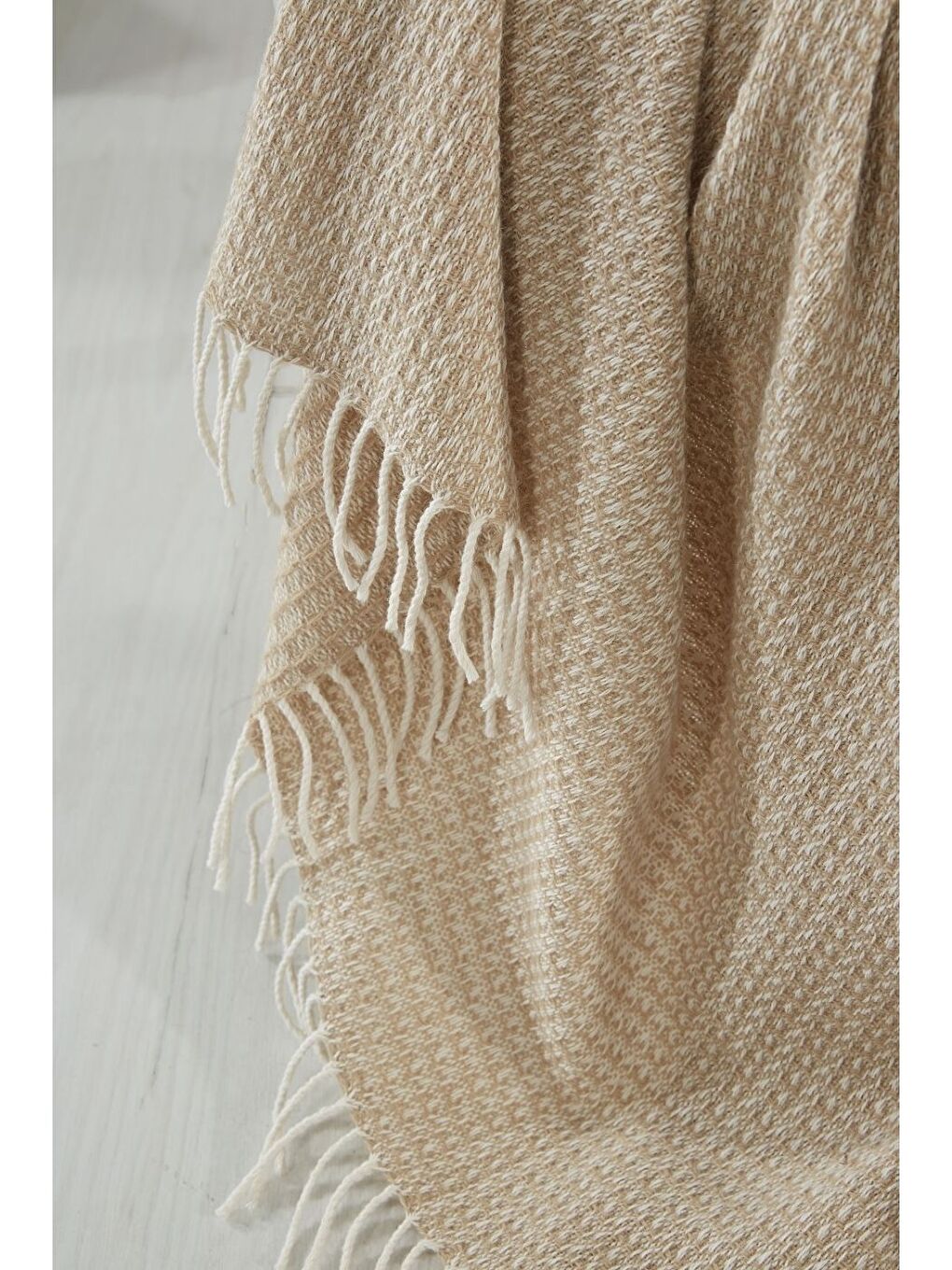 Bej Yün-Pamuk Karışımlı TV Battaniye 130x170 Bohem-6