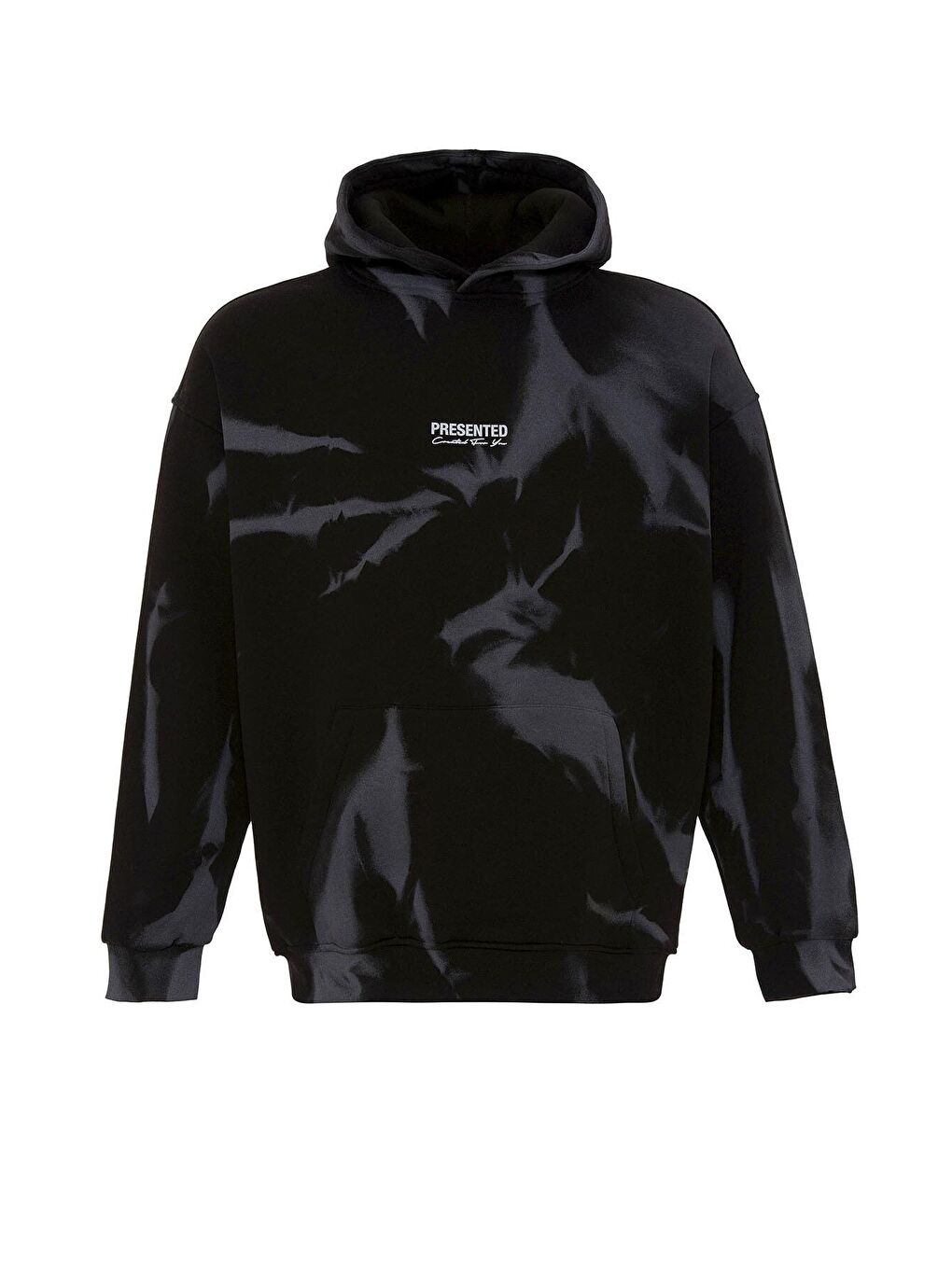 Renk Detaylı Kapüşonlu Oversize Erkek Hoodie Siyah-6