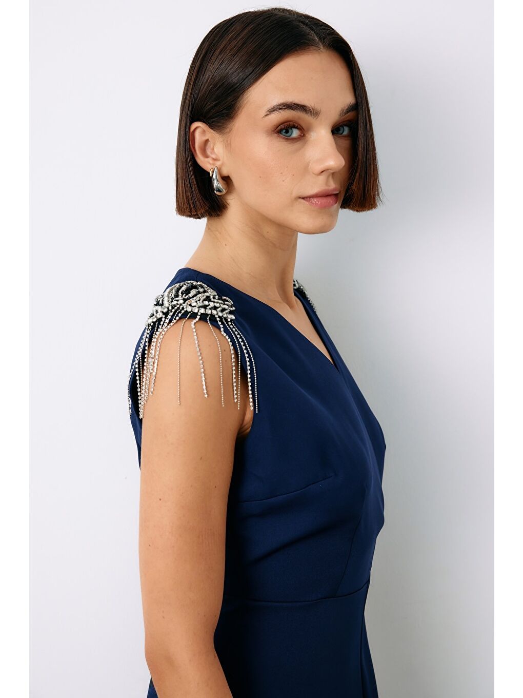 Aksesuar Detaylı Tulum - Lacivert-6