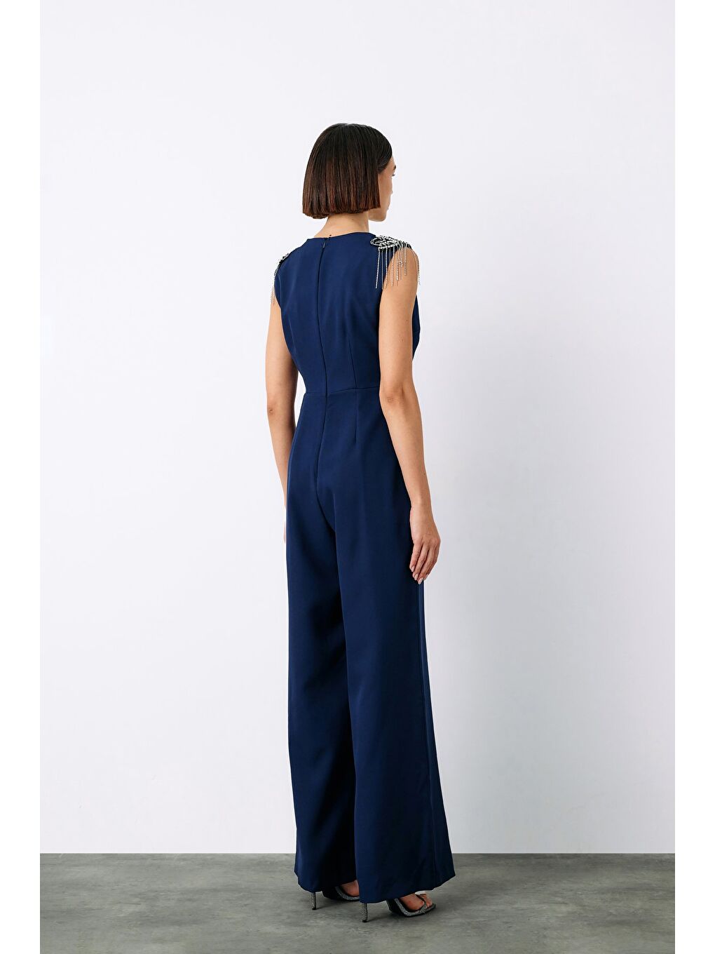 Aksesuar Detaylı Tulum - Lacivert-7