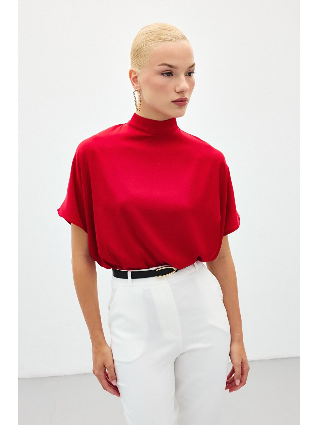 Yarasa Kol Salaş Bluz - Kırmızı-2