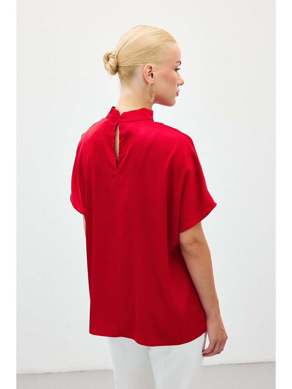 Yarasa Kol Salaş Bluz - Kırmızı-4