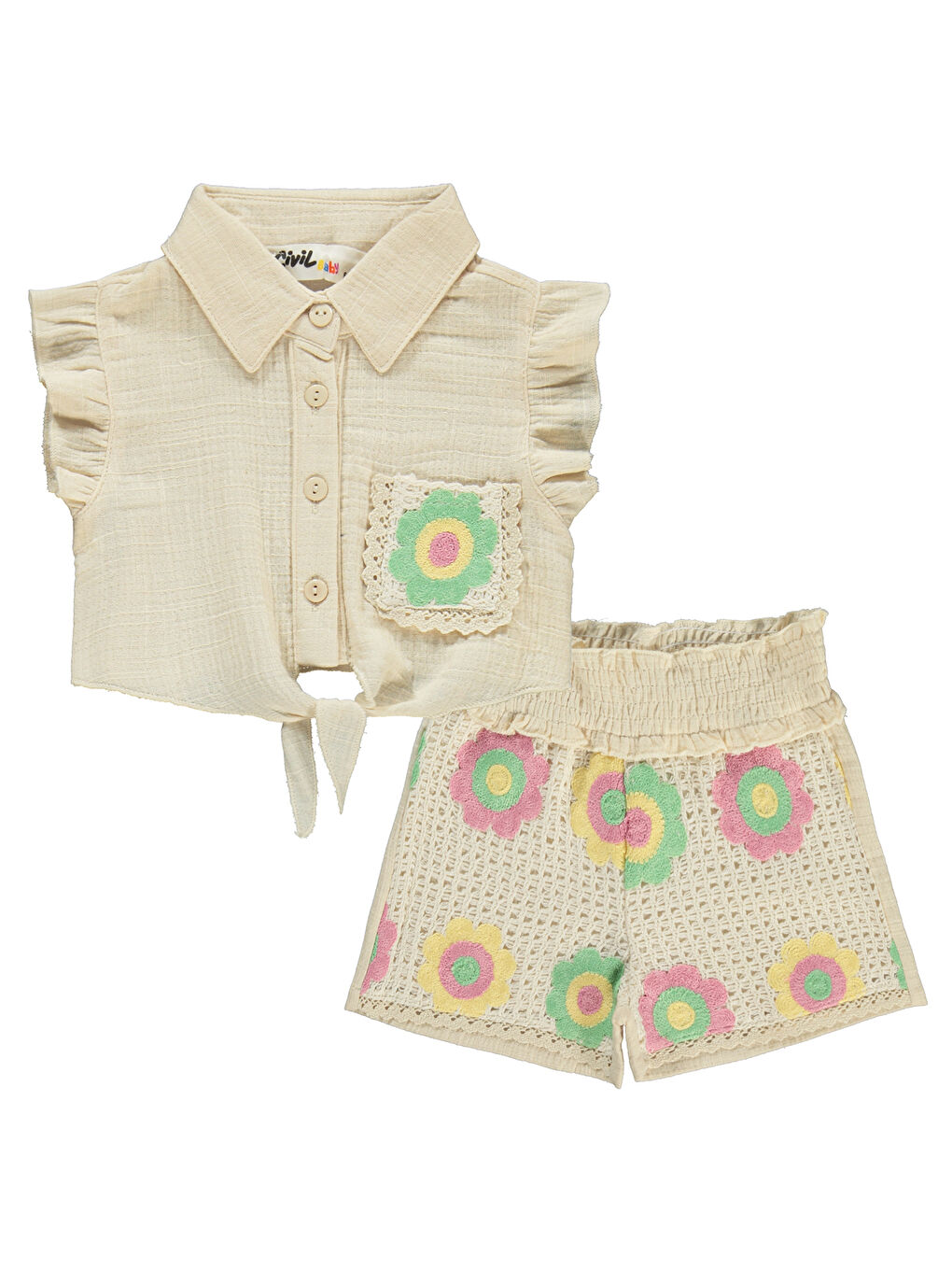 Baby Kız Bebek Takım 6-18 Ay Ekru