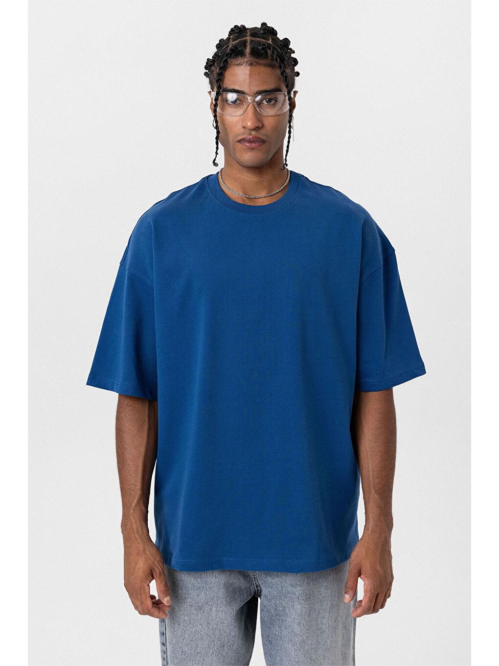 Basıc Oversize Tişört İndigo