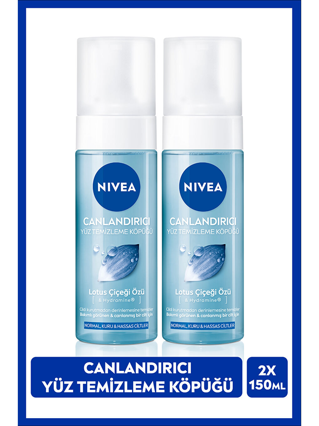 Canlandırıcı Yüz Temizleme Köpüğü 150ml, Lotus Çiçeği Özü, X2 Adet