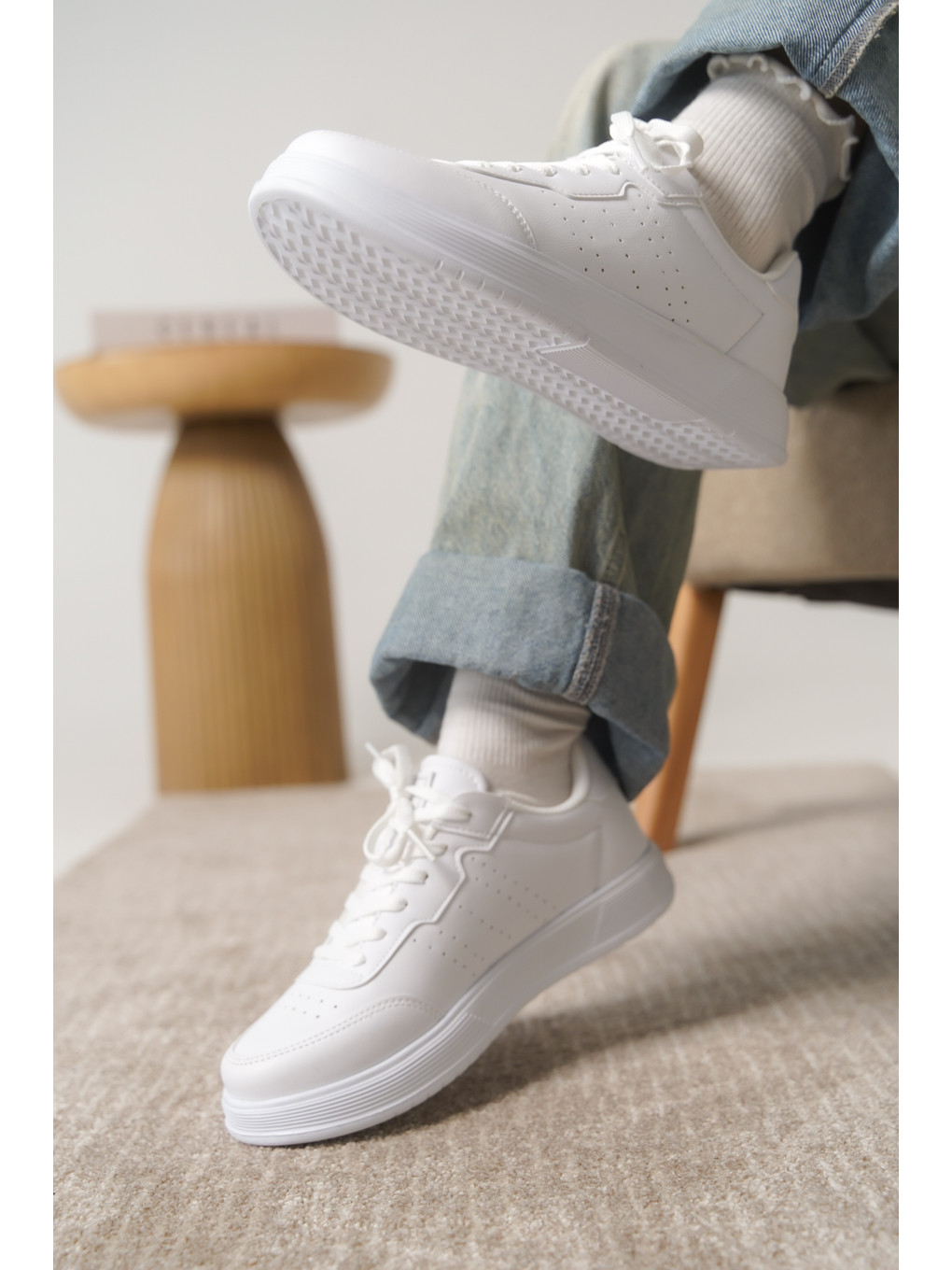 Beyaz D0158 Günlük Ortopedik Kadın Sneaker Spor Ayakkabı-3