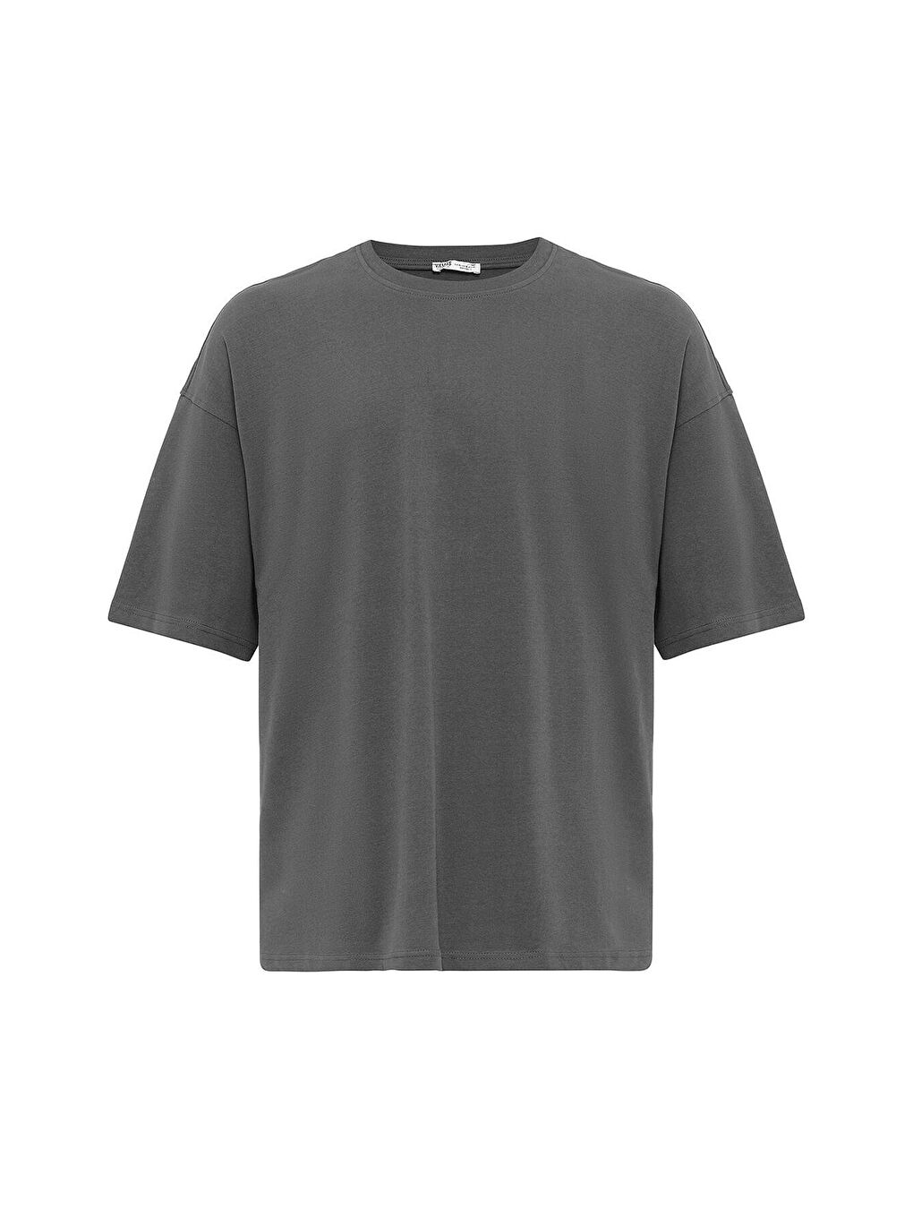 Gri Basıc Oversize Tişört Füme-6