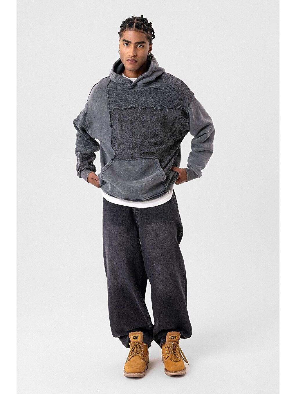 Washed Kapüşonlu Sweatshirt Hoodıe Siyah-3