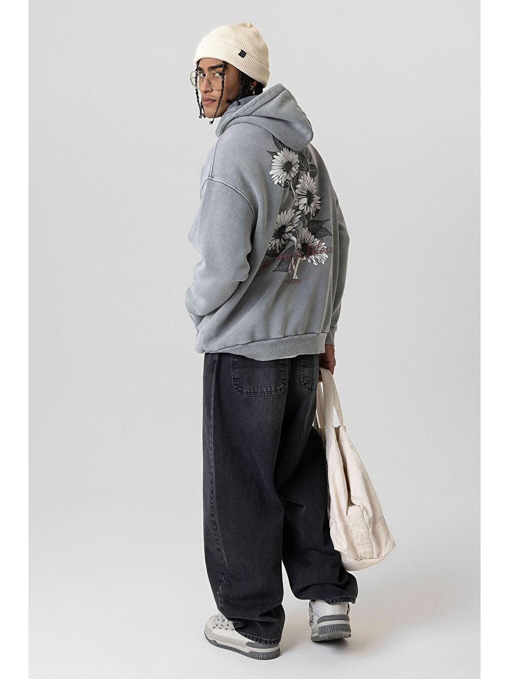 Oversıze Hoodıe Açık Gri-4