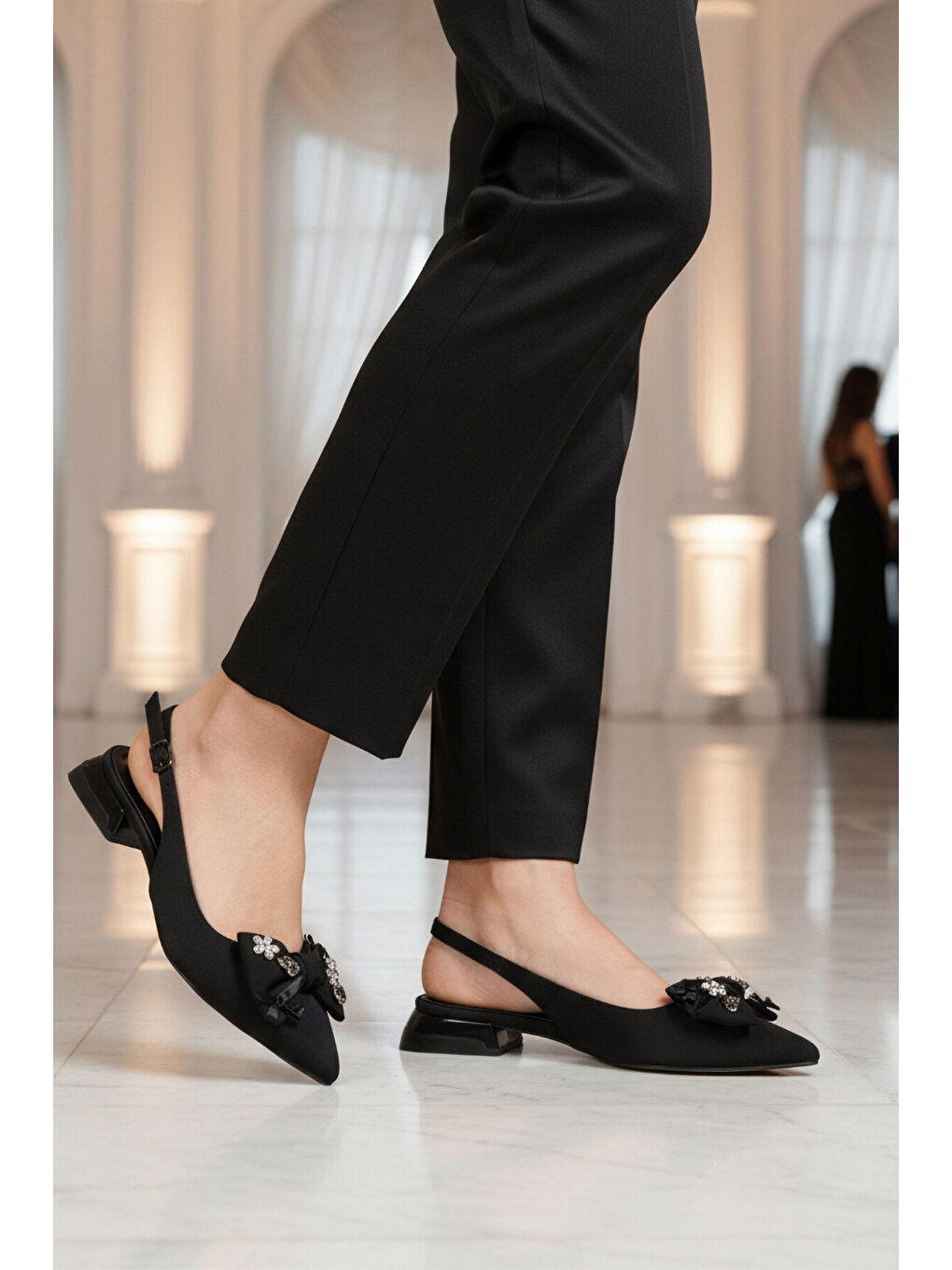 Siyah Dar Kalıp Davet Özel Kadın Abiye Ayakkabı 606058 Z-2