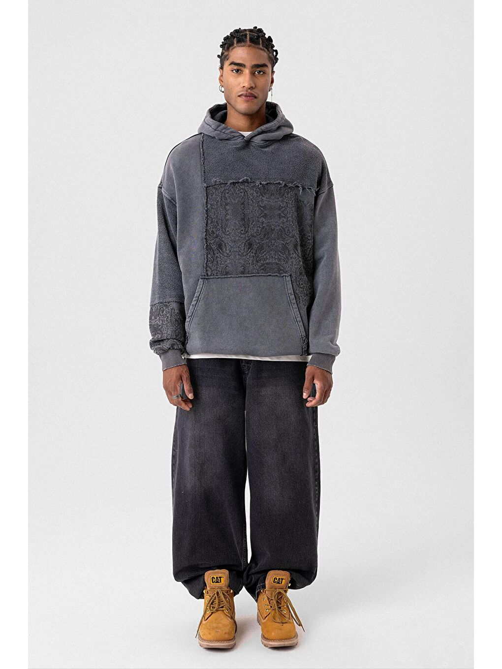 Washed Kapüşonlu Sweatshirt Hoodıe Siyah-5