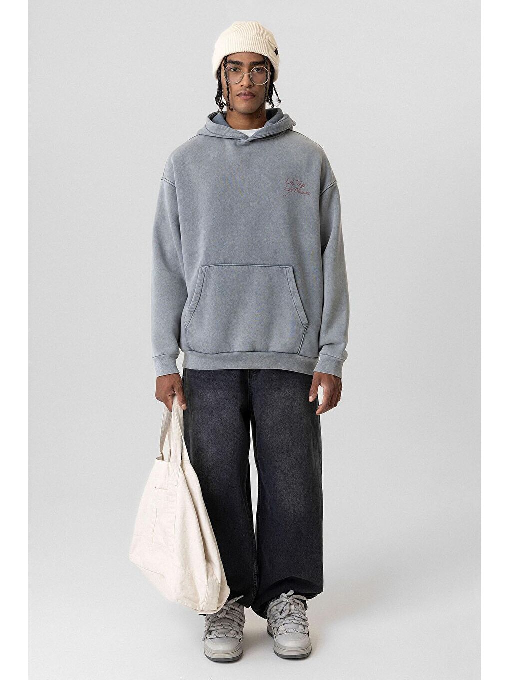Oversıze Hoodıe Açık Gri-5