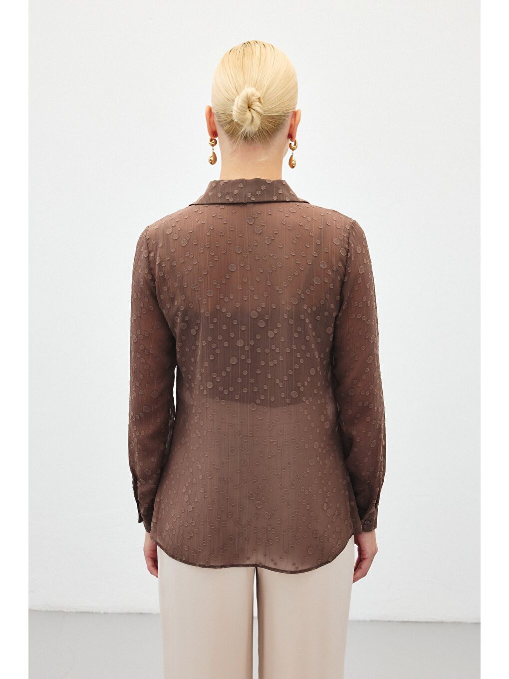 Kahverengi Desenli Klasik Gömlek - Kahve-7