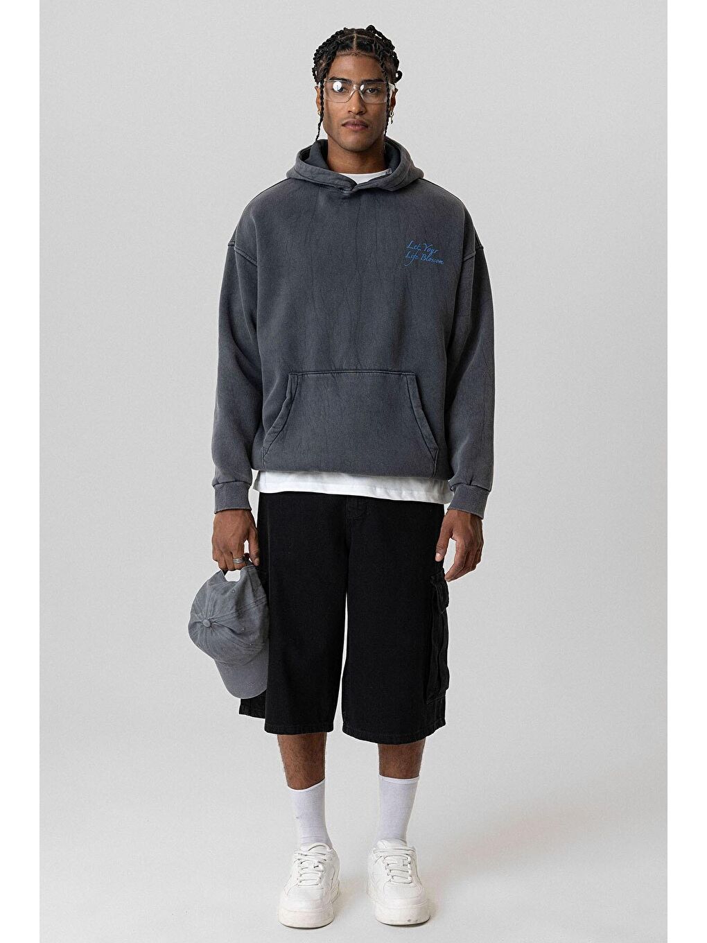 Oversize Kapüşonlu Sweatshirt Hoodıe Siyah