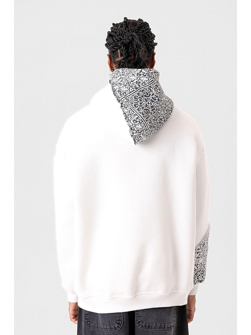 Oversize Kapüşonlu Sweatshirt Hoodıe Ekru-3