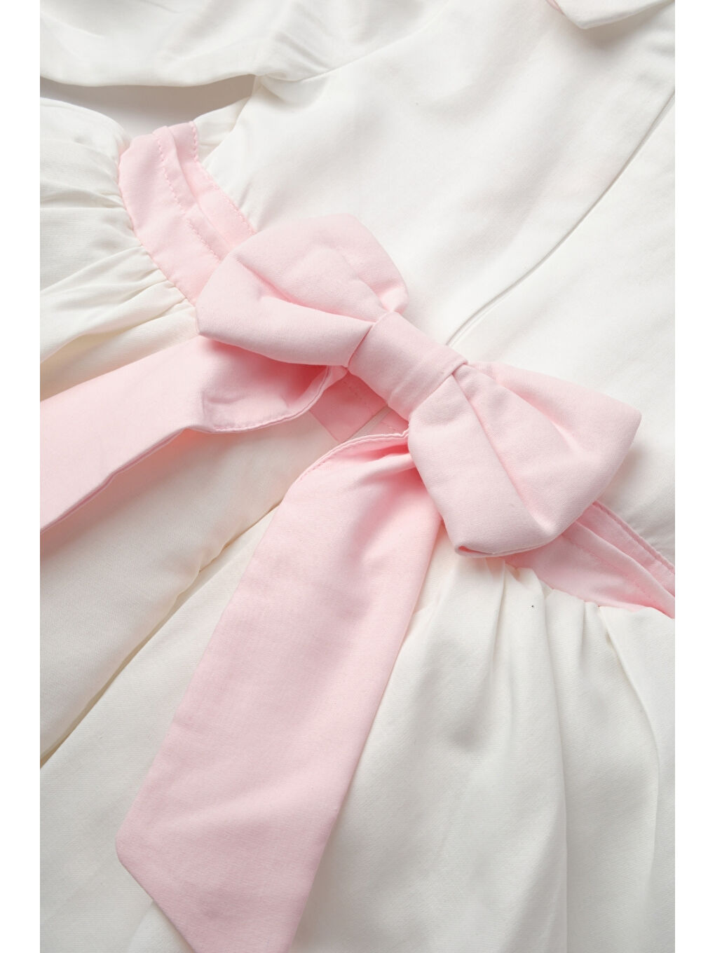 Beyaz Uzun Kollu Çiçek Nakışlı Kız Çocuk Elbise - Rina-2