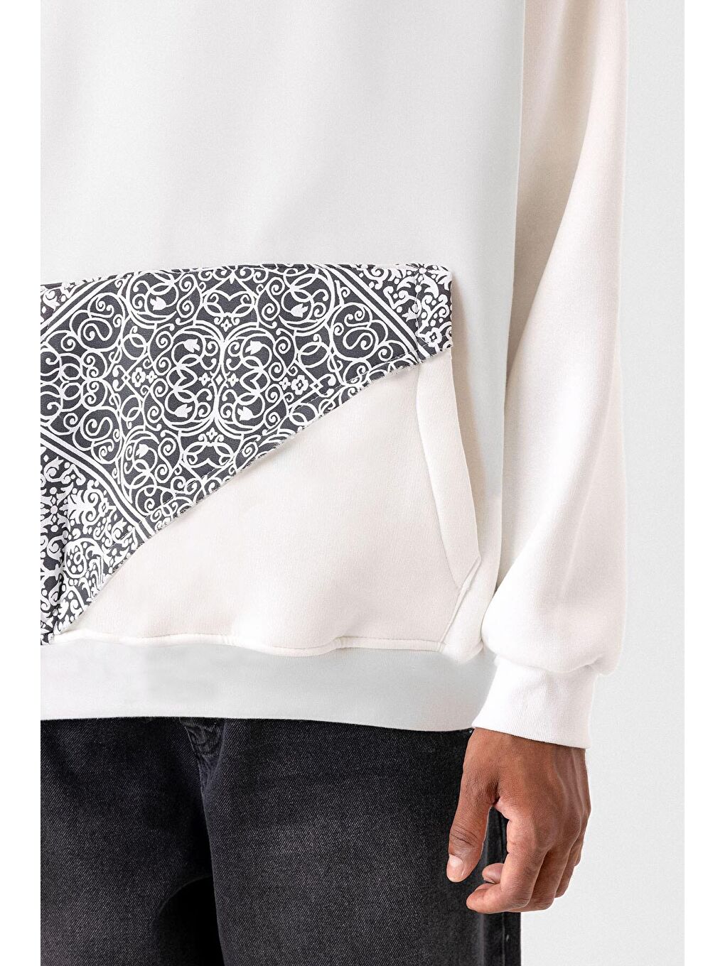 Oversize Kapüşonlu Sweatshirt Hoodıe Ekru-4