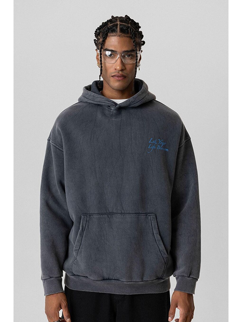 Oversize Kapüşonlu Sweatshirt Hoodıe Siyah-3