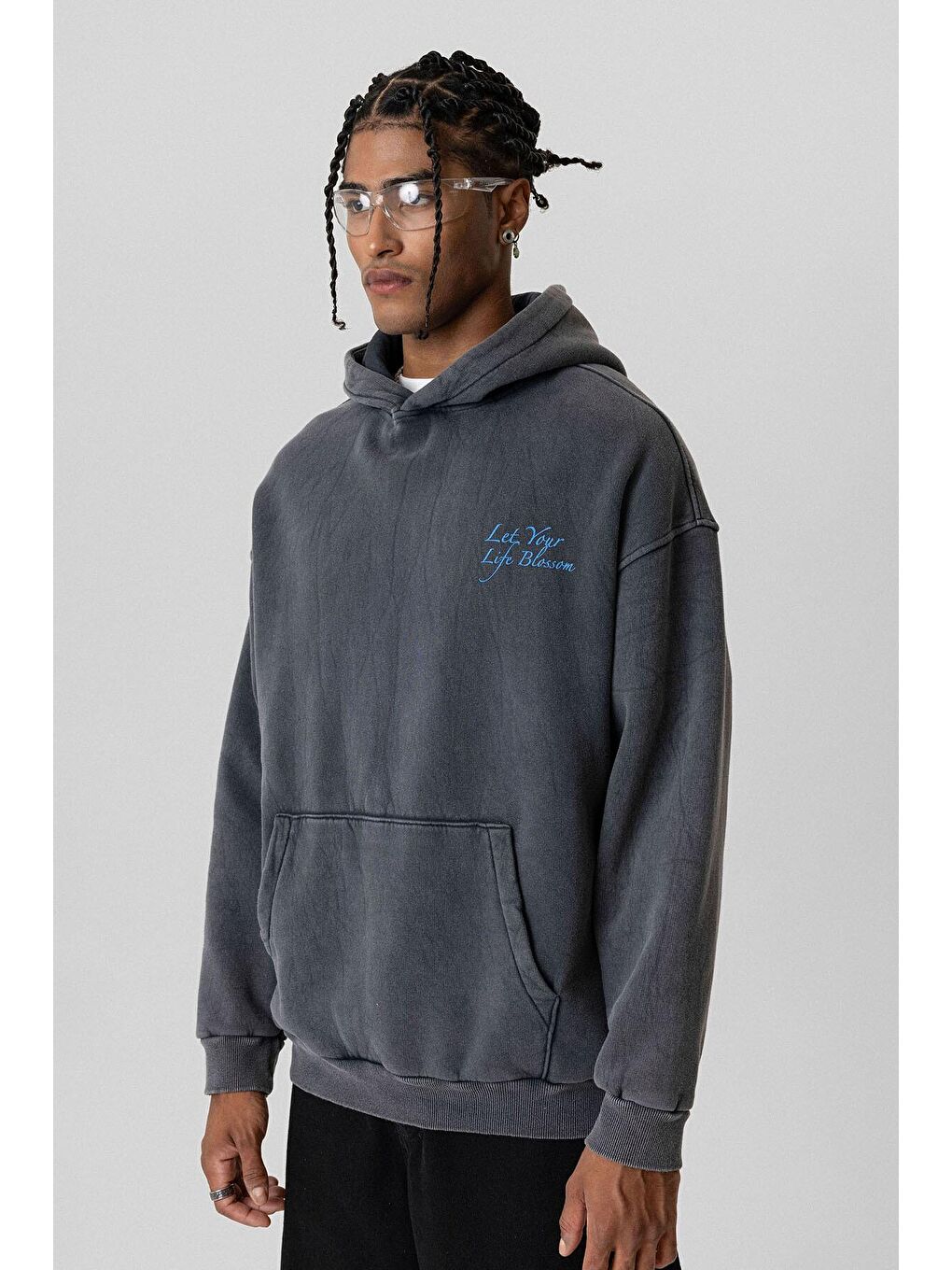 Oversize Kapüşonlu Sweatshirt Hoodıe Siyah-4