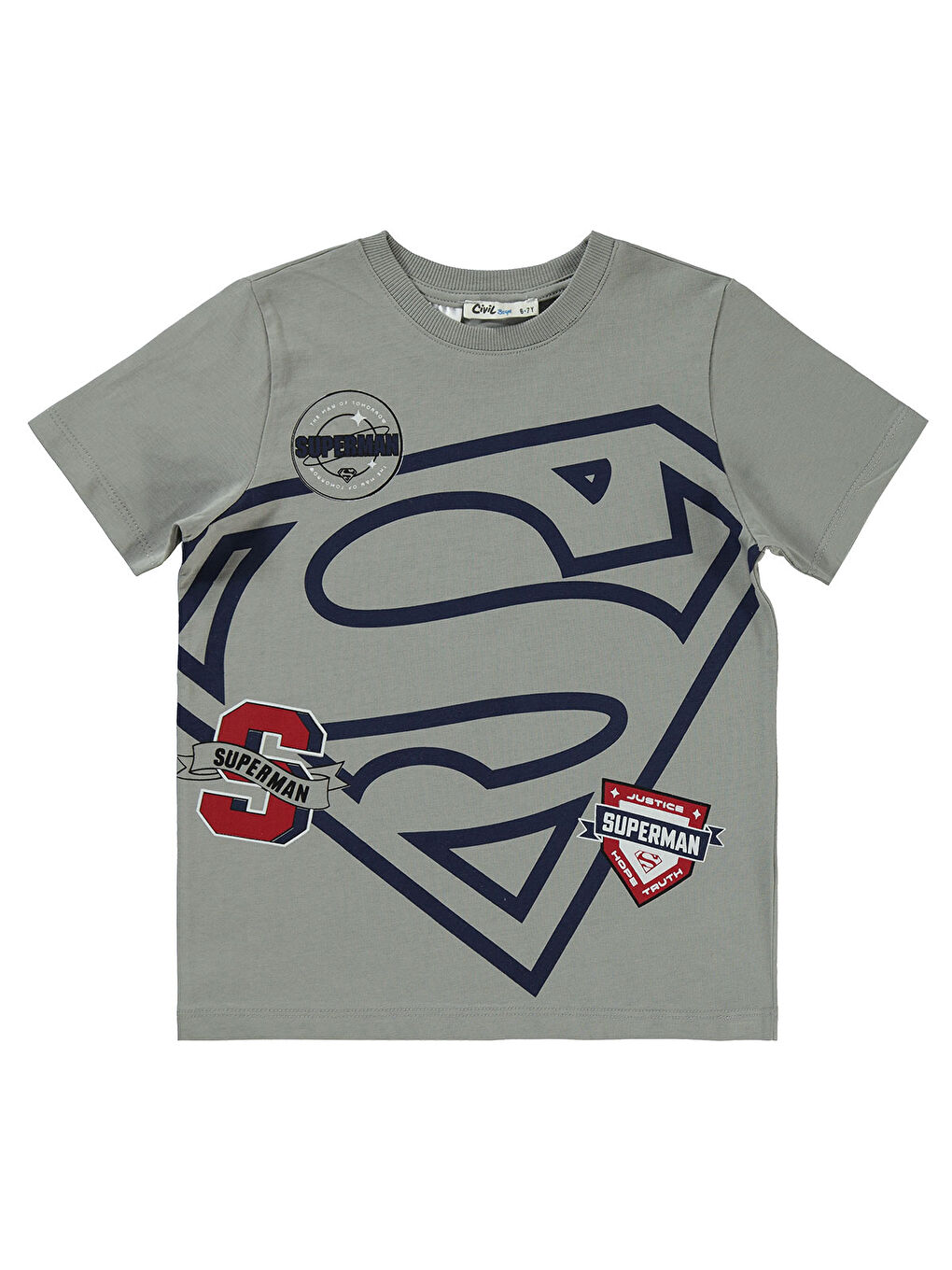 Süperman Erkek Çocuk Tişört 10-13 Yaş Gri