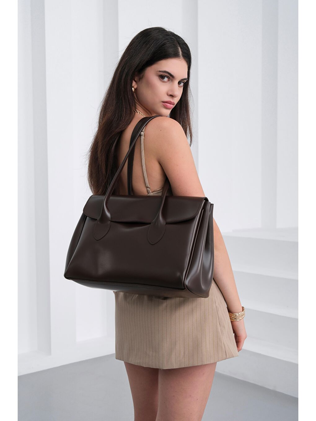 Kahverengi Lonn Large Evrak Çantası Acı Kahve