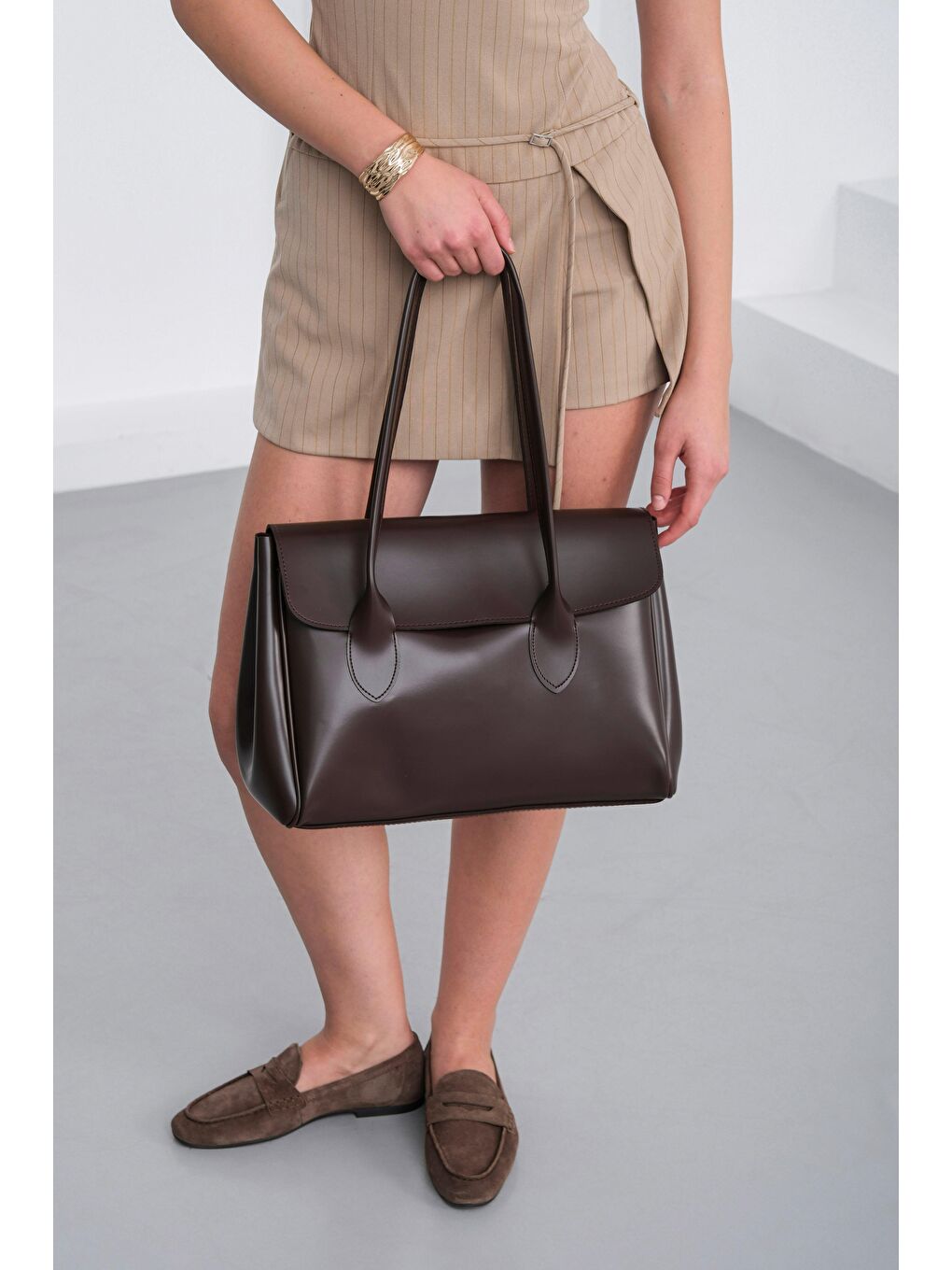 Kahverengi Lonn Large Evrak Çantası Acı Kahve-5