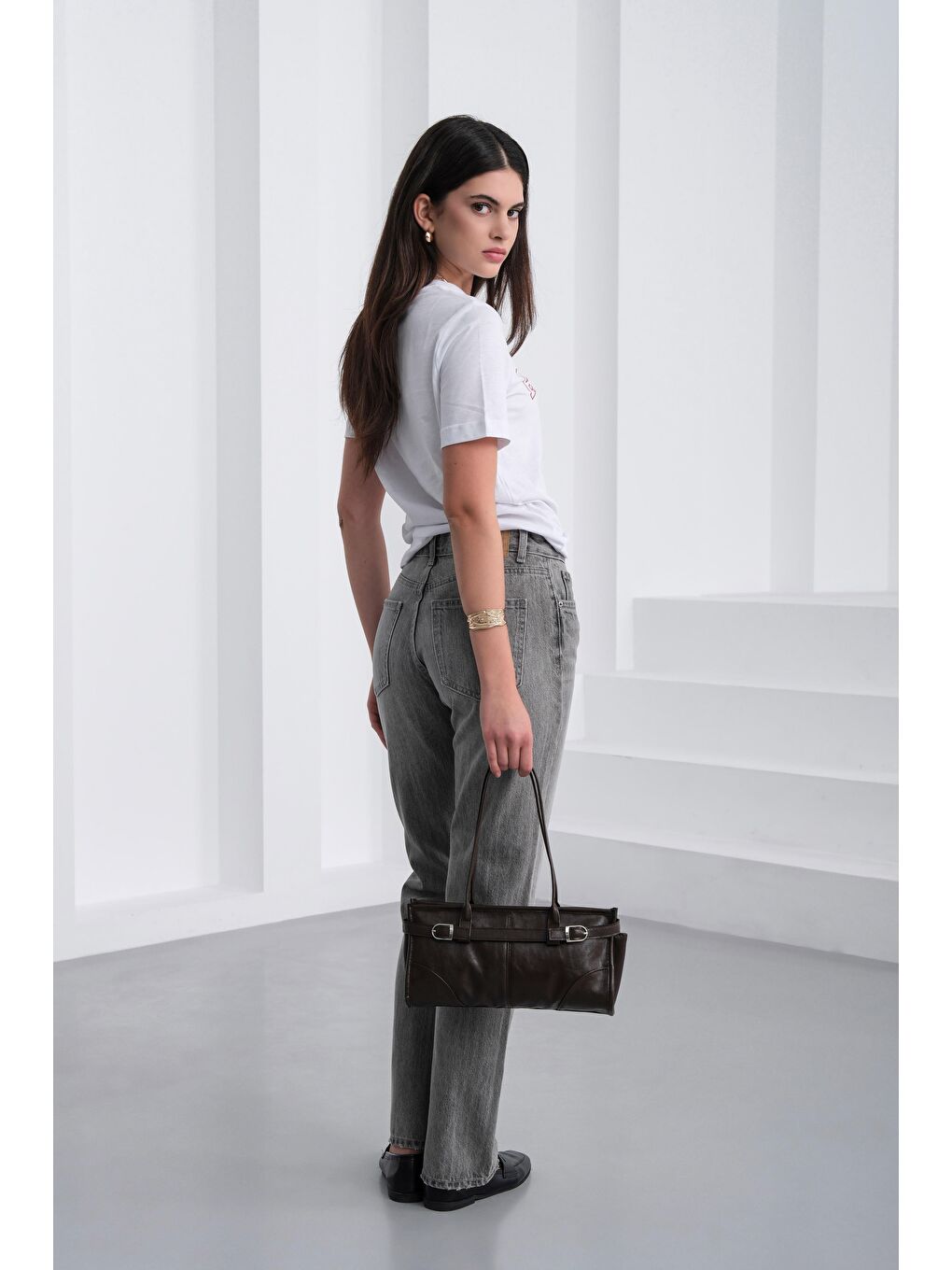 Kahverengi Enyola Vintage Baget Çanta Acı Kahve-3