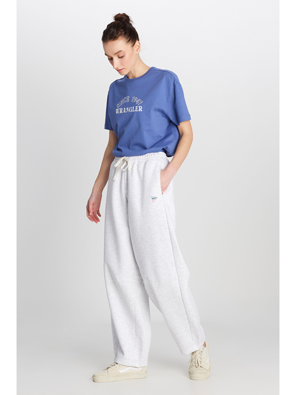 Rahat Kesim İçi Polarlı Gri Melanj Sweatpant Eşofman Altı-1