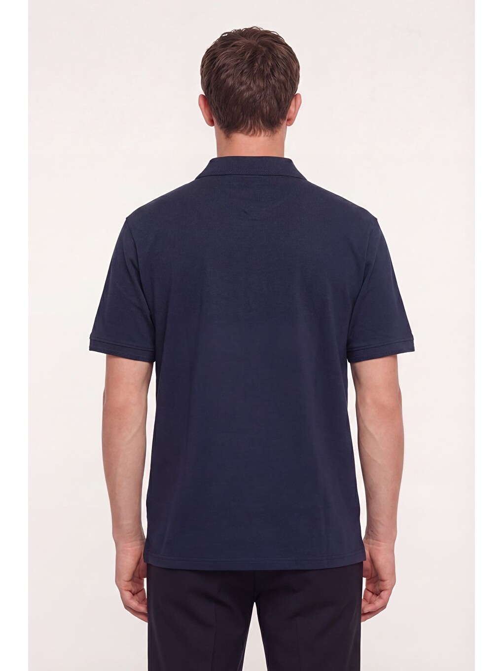 Lacivert Pamuklu Pike Basic Regular Fit Polo Yaka T-shirt-3