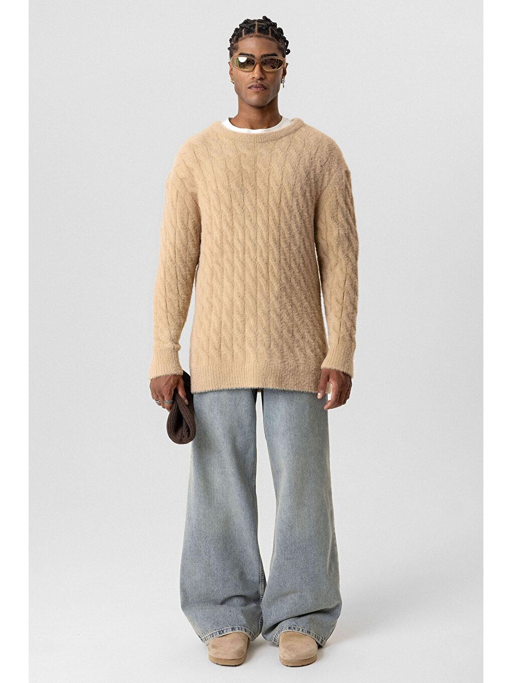 Oversize Triko Kazak Bej