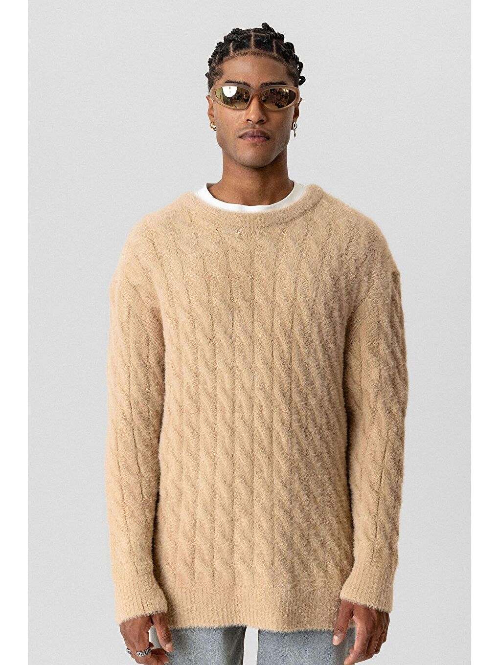 Oversize Triko Kazak Bej-2