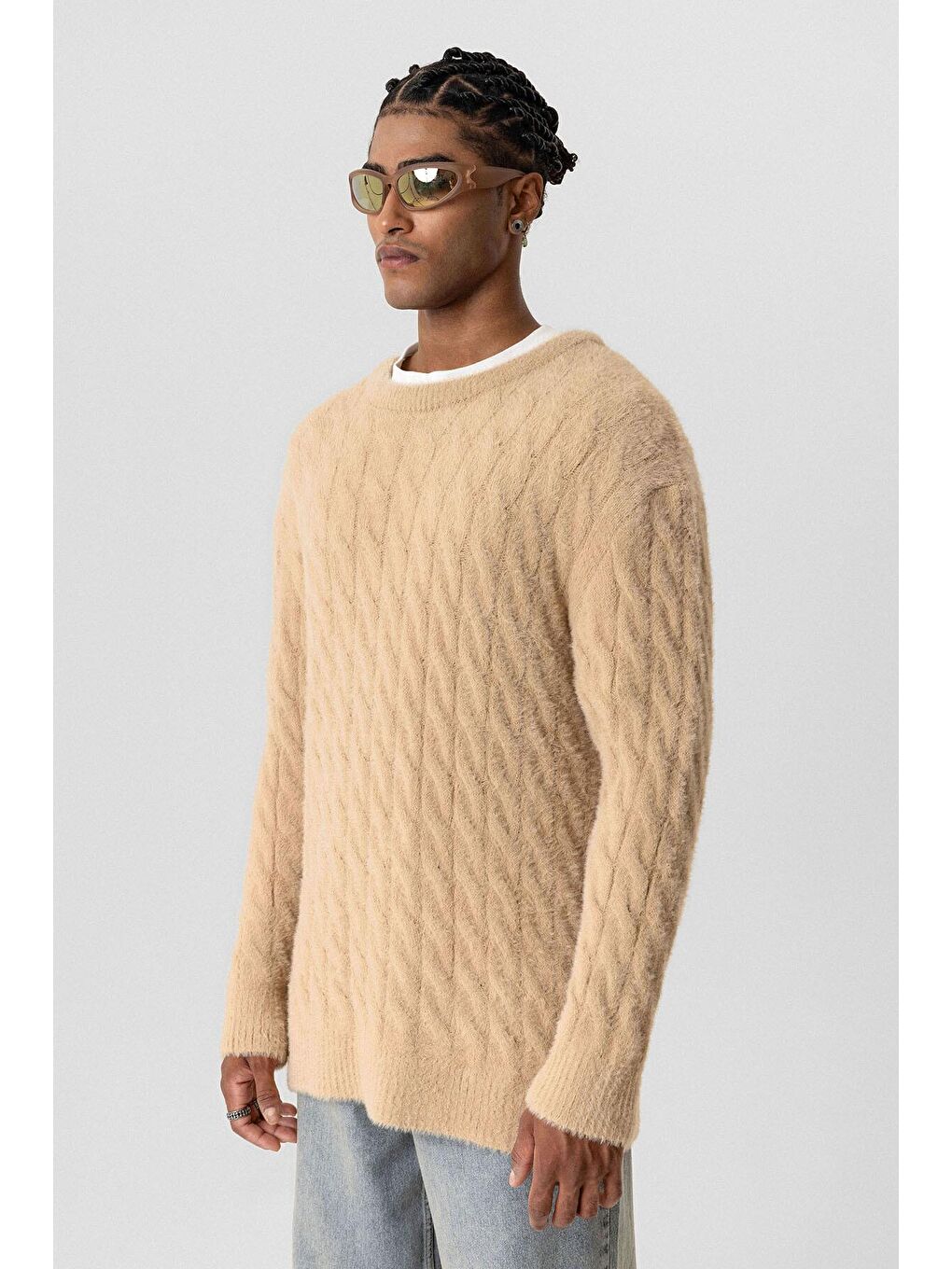 Oversize Triko Kazak Bej-3