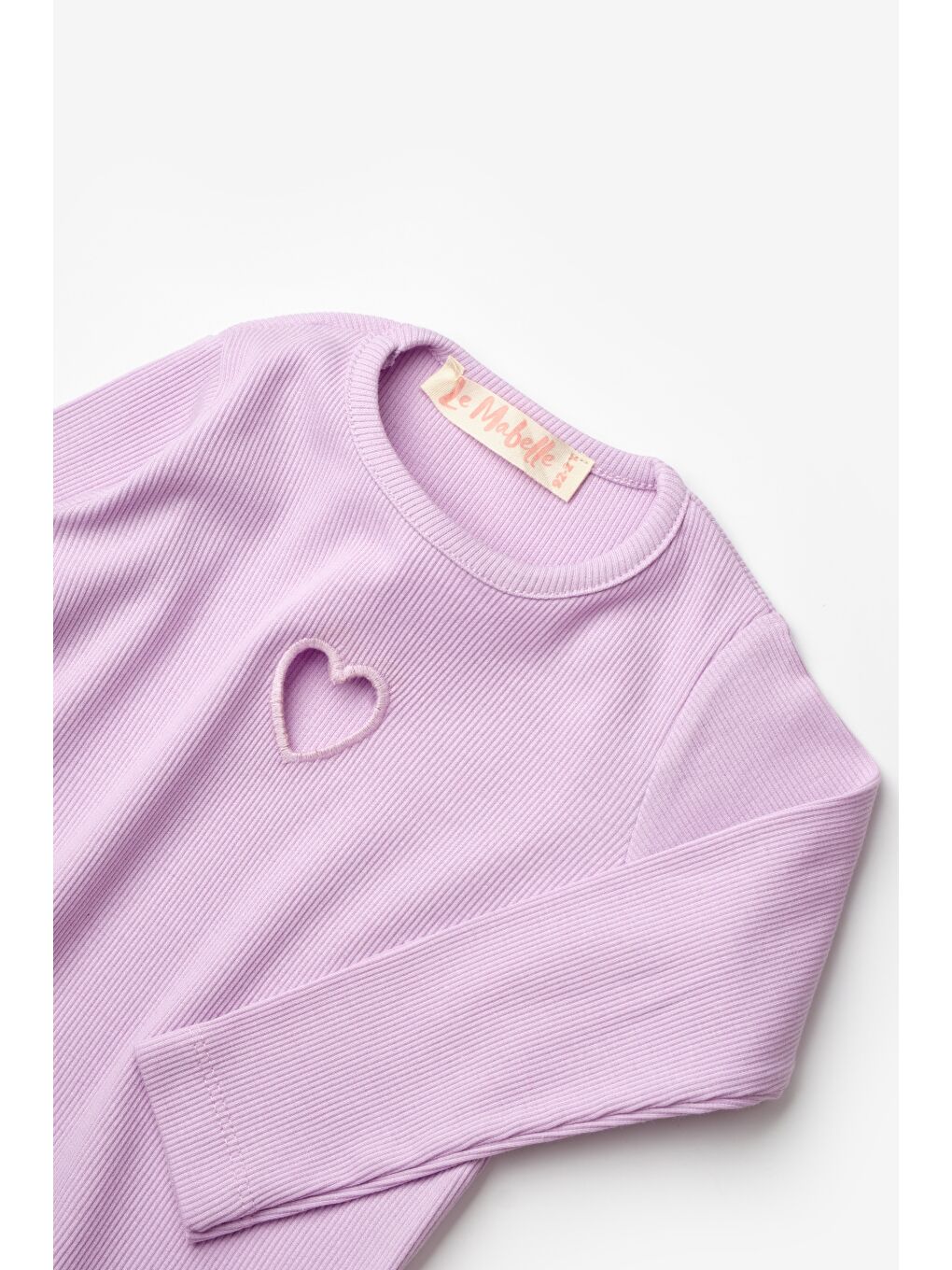Lila Kalp Nakışlı Fitilli Kız Çocuk Tişört-2