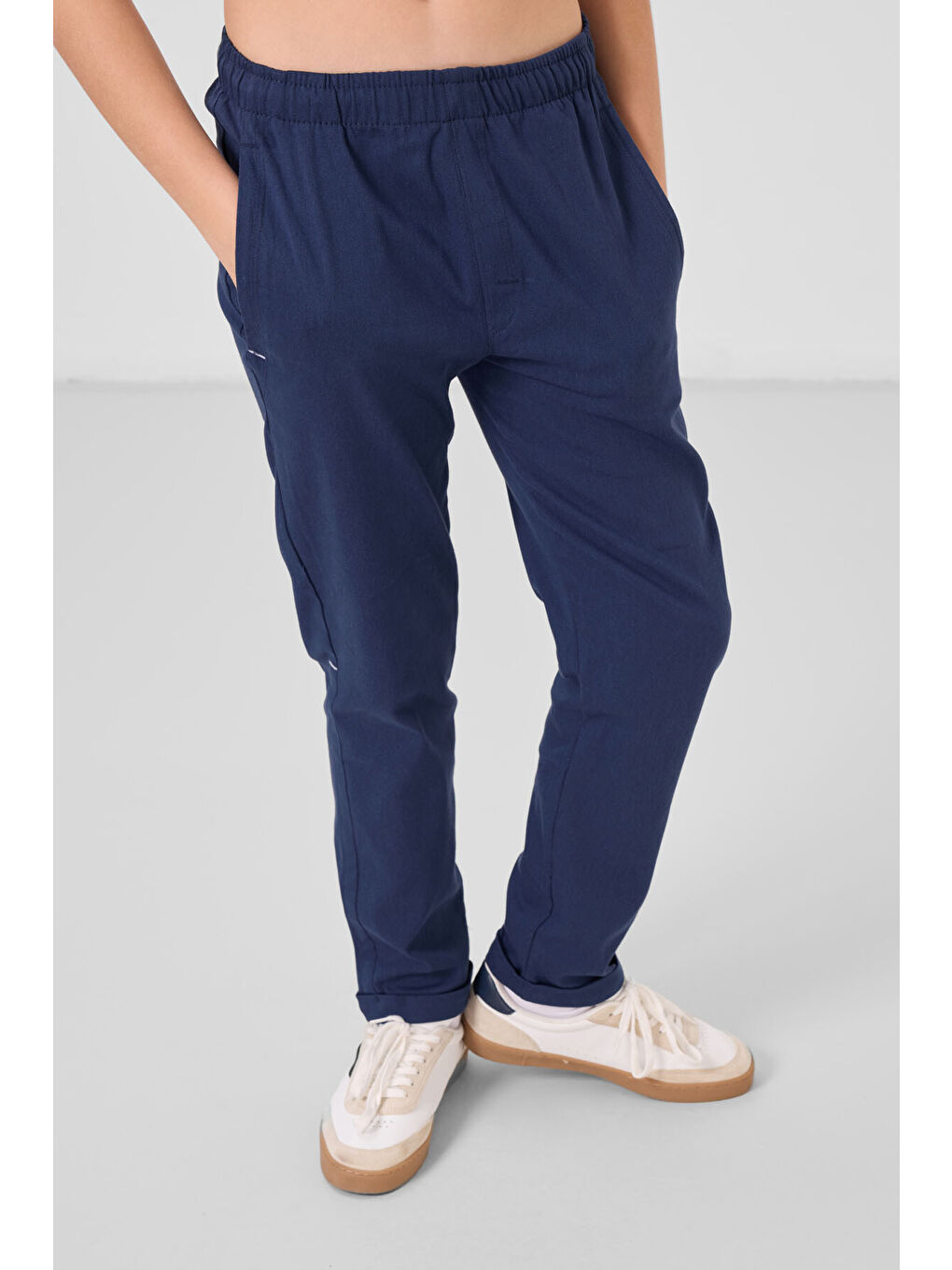 Lacivert Parlament Standart Fit Dokuma Hafif Esnek Chino Erkek Çocuk Pantolon - 11272-1