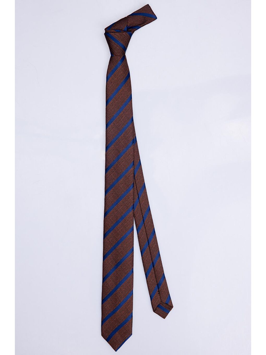 İnce Desenli Kahverengi Erkek Kravat-1