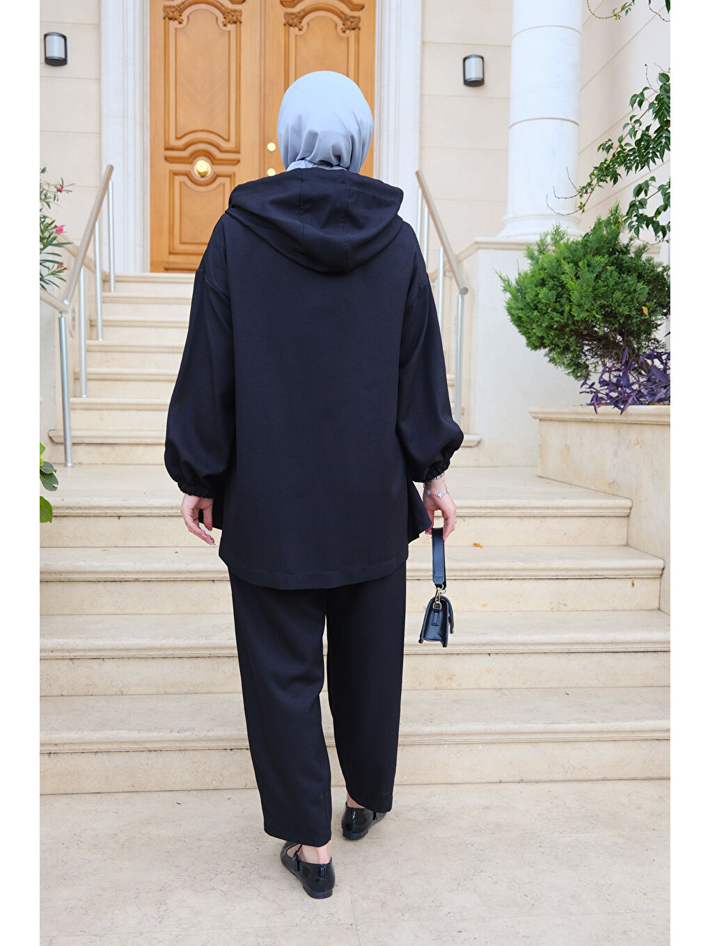 Fermuar Detaylı İkili Takım Siyah-3