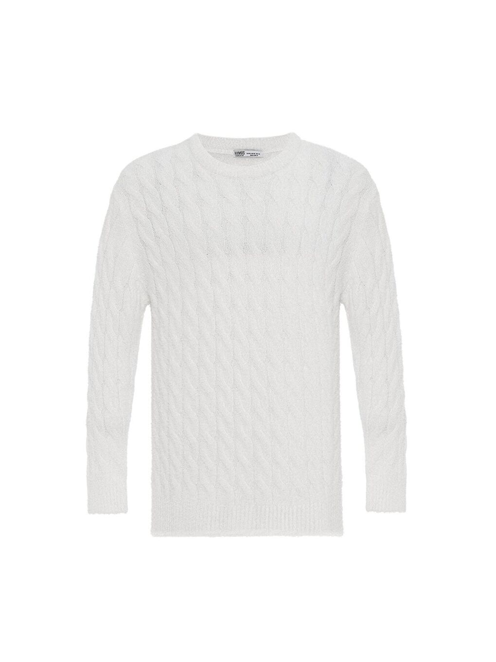 Beyaz Oversize Triko Kazak Kemik-1