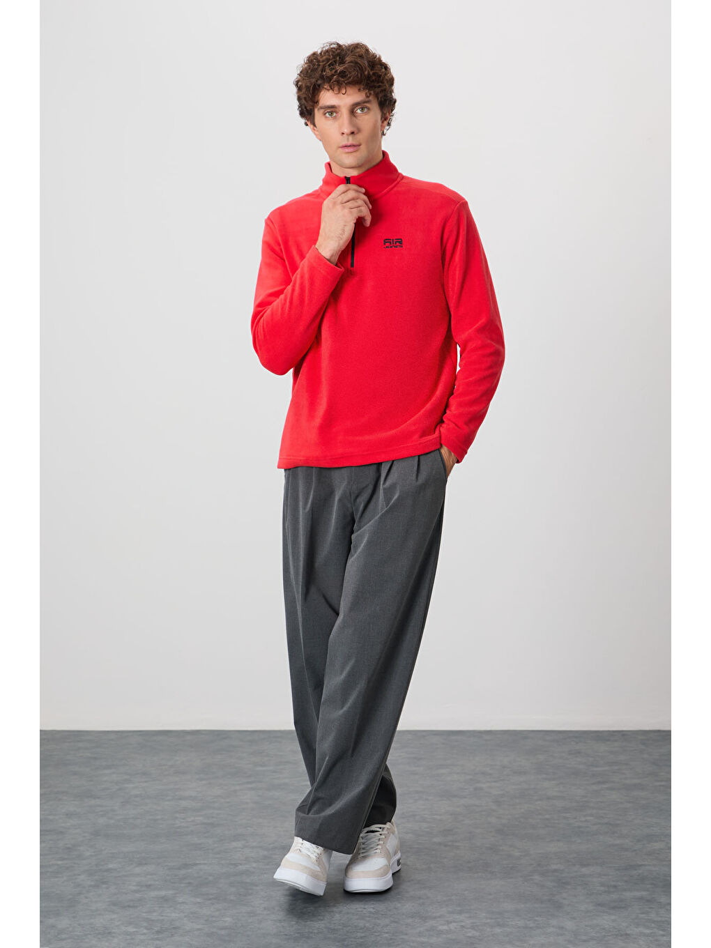 Standart Kalıp Dik Yaka 2li Paket Lacivert-Fiesta Erkek Polar Sweatshirt - 88310-3