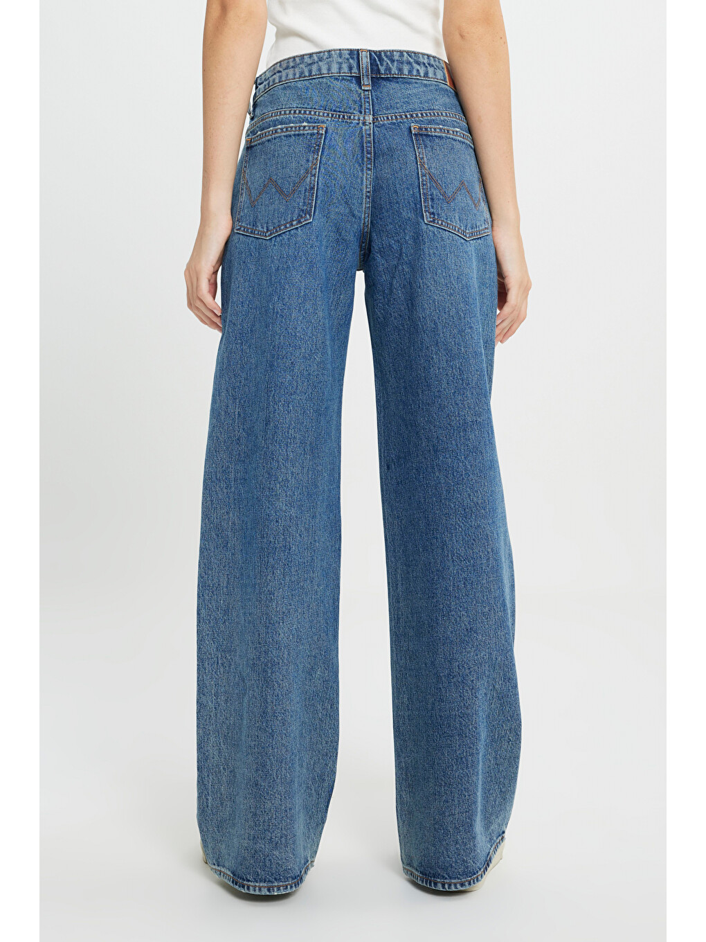 Wide Leg Yüksek Bel Geniş Paça %100 Pamuk Mavi Jean Denim Pantolon-4