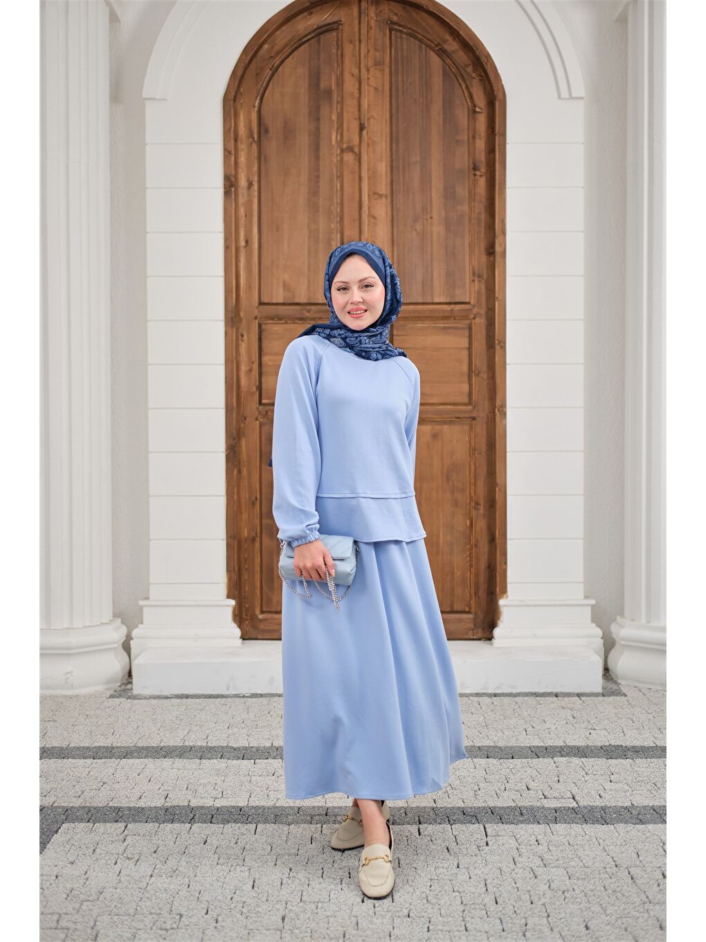 Kadın Etekli Takım Buz Mavi