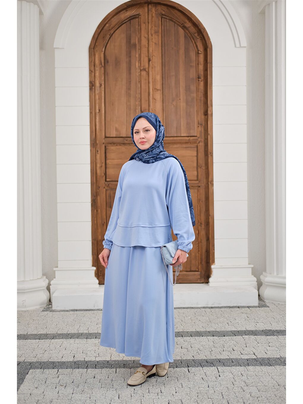 Kadın Etekli Takım Buz Mavi-3