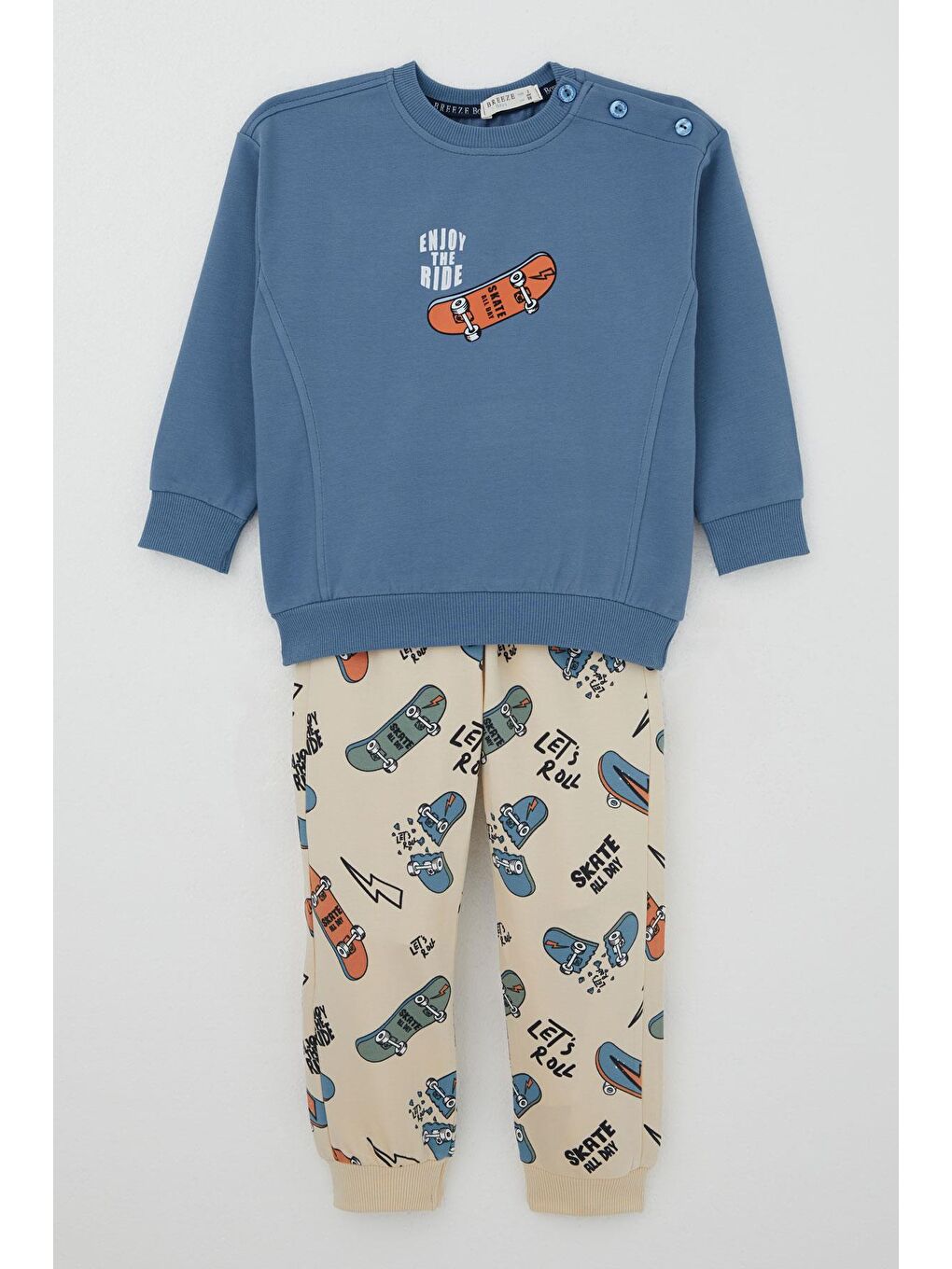 Erkek Bebek Eşofman Takımı Kaykay Zamanı İndigo (9 Ay-1 Yaş)-2